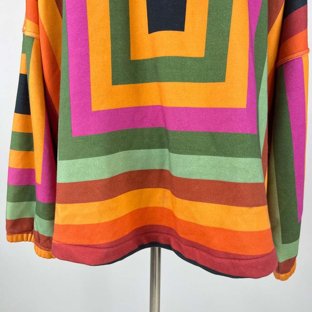 NWOT Farm Rio Hoodie Concentric Square Geometric Oversized Sweatshirt Size S - Picture 6 of 11